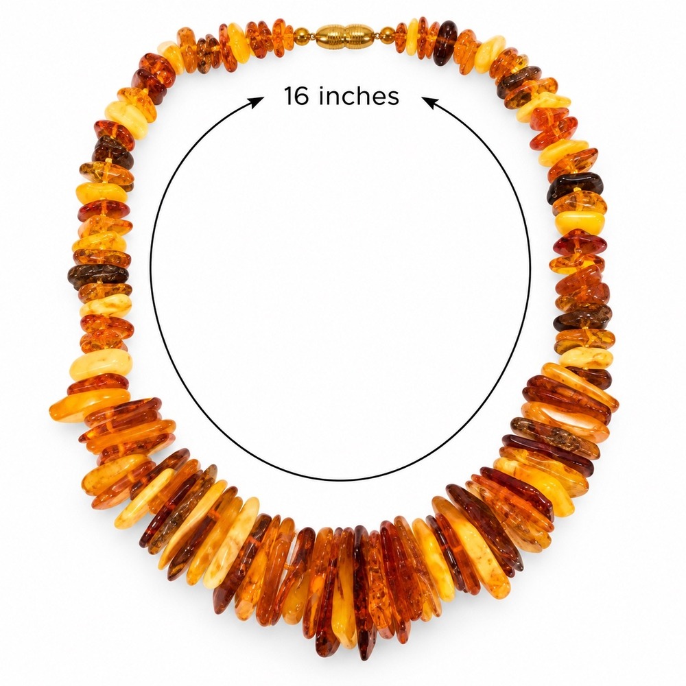 Vtg Baltic Amber Chip Necklace 16" Multicolor UV Reactive Natural 61g